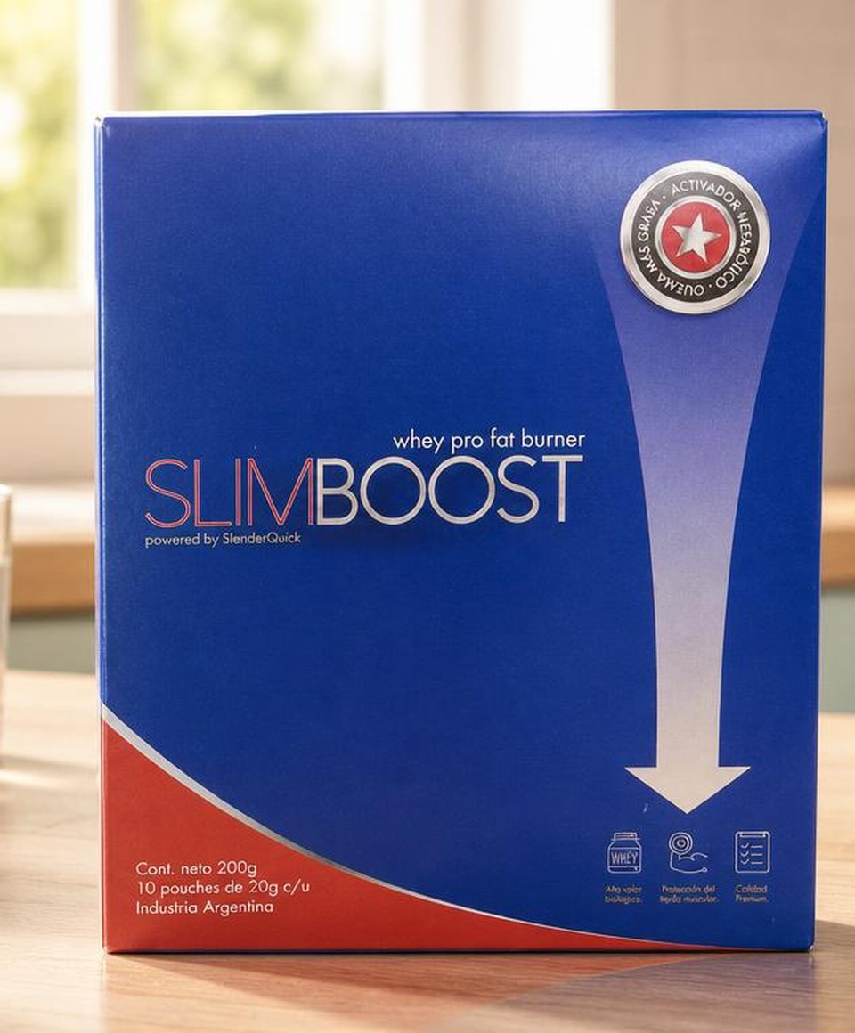 SLIMBOOST · suplemento en polvo sabor chocolate con proteína de suero, L-Carnitina, Cafeína Anhidra y L-Taurina